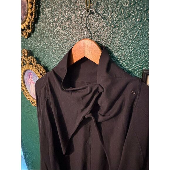 Lululemon Rulu Rally Wrap Women 4 Black Snap Neck Open Cardigan Cozy Stretch - Picture 2 of 5